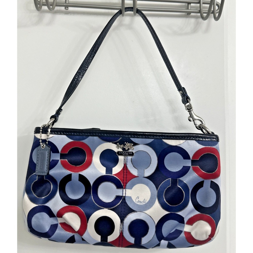 Coach Madison Graphic Op Art Large Signature Logo Wristlet Sateen Y2K 2009-2012